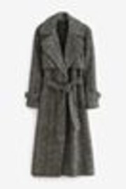 Textured Monochrome Herringbone Belted Quilt Lined Trench Style Coat - Image 1 of 1