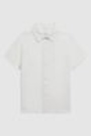Reiss White Holiday 9-13 yrs Short Sleeve Linen Shirt - Image 1 of 1