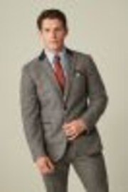 Grey Tailored Nova Fides Wool Trimmed Check Suit Jacket - Image 1 of 1