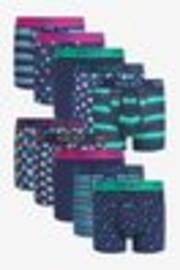 Navy Spot Stripe Cotton 10 pack A-Front Boxers - Image 1 of 1