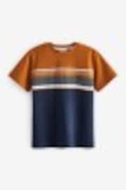 Tan Brown/Navy Blue Colourblock Short Sleeve T-Shirt (3-16yrs) - Image 1 of 1