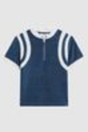 Reiss Cobalt Blue Clifton Junior Towelling Half-Zip Polo Shirt - Image 1 of 1