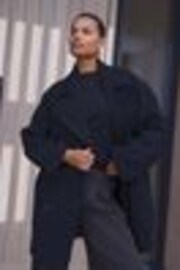 Black Premium Wool Blend Revere Coat - Image 1 of 1