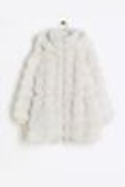 River Island Cream Girls Bobble Faux Fur Coat - Image 1 of 1