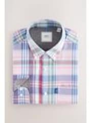 Pink Madras Check - Chemise Oxford ajustée Easy Iron Button Down - Image 1 de 1