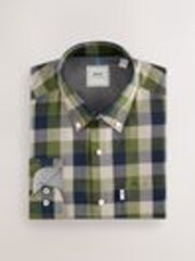 Green Buffalo Check Regular Fit Easy Iron Button Down Oxford Shirt - Image 1 of 1