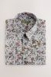 Purple Regular Fit Kew Collection 100% Cotton Floral Long Sleeve Single Cuff Shirt - Image 1 of 1