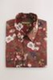 Rust Brown Regular Fit Kew Collection 100% Cotton Floral Long Sleeve Single Cuff Shirt - Image 1 of 1