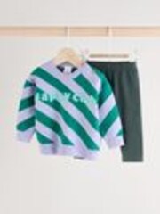 Green Stripe Baby Knitted Top and Leggings Set (0mths-2yrs) - Image 1 of 1