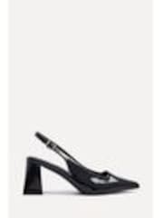 Linzi Black Laurel Buckle Slingback Court Shoes With Block Heel - Image 1 of 1
