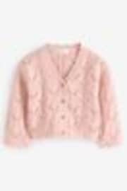 rožnata - 100% bombaž V-izrez; z V-izrezom Knitted pletena jopa (3mths-7yrs) - Slika 1 iz 1