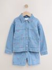 Denim Heart Emb 100% Cotton Shacket and Shorts Set (3-16yrs) - Image 1 of 1