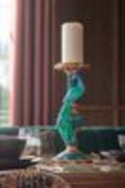 Teal Blue Peacock Candle Holder - Image 1 of 1