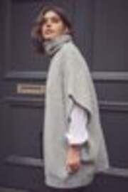 Grey Roll Neck Knitted Containing Alpacca Wool Poncho - Image 1 of 1