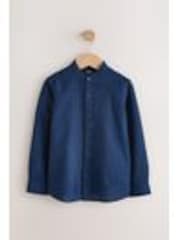 Indigo Blue Grandad Collar Linen Mix Long Sleeve Shirt (3-16yrs) - Image 1 of 1