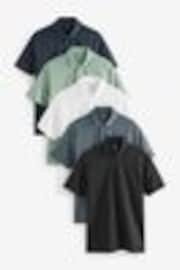Bleu marine/Noir/Grey/Blanc/Vert sauge Vert - Slim Fit (Slim Fit) - Polo en jersey Manches courtes 5 Pack - Image 1 de 1