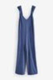 Blue 100% Cotton Jersey Wide Leg V-Neck Jumpsuit - Image 1 of 1