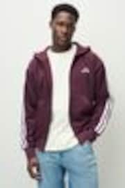adidas Red Essentials 3-Stripes Fleece Hoodie - Image 1 of 1