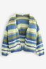 Green Stripe Soft Touch Fuzzy Knitted Cardigan - Image 1 of 1