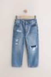 Mid Blue Distressed Loose Fit Authentic 100% Cotton Jeans (3-16yrs) - Image 1 of 1