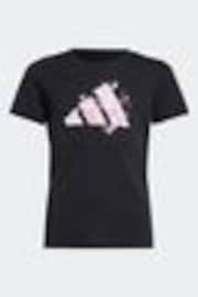 adidas Black Flower Print Training Graphic T-Shirt - Image 1 of 1