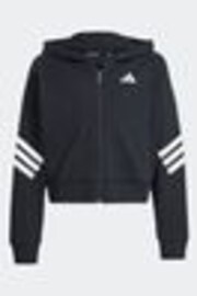 adidas Black Future Icons 3 Stripe Full Zip Hoodie - Image 1 of 1