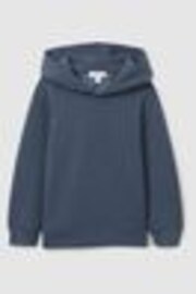 Dark Diesel Blue - Reiss Fabien Interlock Jersey Hoodie - Imagen 1 de 1