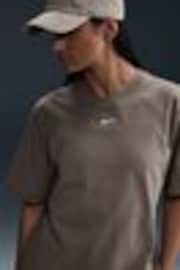 Nike Brown Oversized Mini Swoosh Sportswear T-Shirt - Image 1 of 1