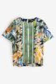 Vert Abstract Border Palm Imprimé - Textured Boxy T-Shirt - Image 1 of 1