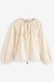 Cream Textured Floral Cornelli Embroidered Long Sleeve 100% Cotton Boho Blouse - Image 1 of 1