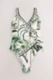 Ecru Palm Ruched Side Tummy Shaping Control Swimsuit - Image 1 of 1