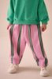 Pink/Green Stripe Textured Barrel Leg Trousers (3mths-7yrs) - Image 1 of 1
