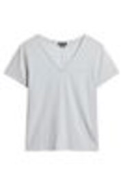 Superdry Blue Slub Embroidered Relaxed V-Neck T-Shirt - Image 1 of 1