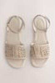 Bone White Leather Standard/Wide Fit Forever Comfort® Woven Flat Sandals - Image 1 of 1