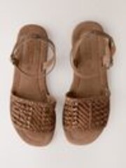 Tan Brown Leather Standard/Wide Fit Forever Comfort® Woven Flat Sandals - Image 1 of 1