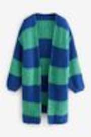 Grün/Blau gestreift - Lange Grobstrickjacke in leuchtenden Farben - Bild 1 von 1