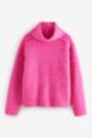 Pink Chunky Rib High Roll Neck Knitted Jumper with Alpaca - Image 1 of 1