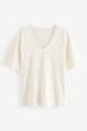 Ecru Cotton Modal Slouch V-Neck T-Shirt - Image 1 of 1