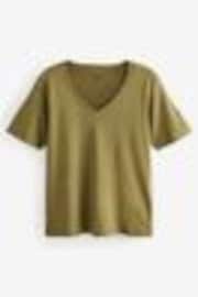 Olive Green Cotton Modal Slouch V-Neck T-Shirt - Image 1 of 1