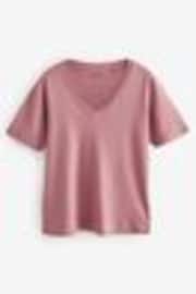 Raspberry Pink Cotton Modal Slouch V-Neck T-Shirt - Image 1 of 1
