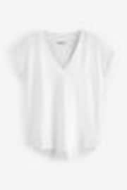 New White V-Neck Cap Sleeve T-Shirt - Image 1 of 1
