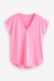 Fluro Pink V-Neck Cap Sleeve T-Shirt - Image 1 of 1