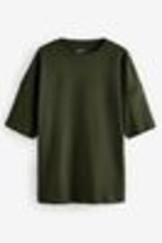 Forest Green 100% Cotton Relaxed Fit Heavyweight Longline Crew Neck T-Shirt - Image 1 of 1
