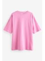 Bright Pink 100% Cotton Relaxed Fit Heavyweight Longline Crew Neck T-Shirt - Image 1 of 1