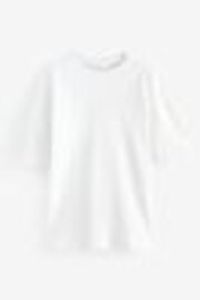 White 100% Cotton Relaxed Fit Heavyweight Longline Crew Neck T-Shirt - Image 1 of 1