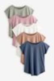 Ecru/Taupe/Brown/Blue/Yellow Cap Sleeve T-Shirts 5 Pack - Image 1 of 1