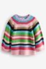 Pink Multi Bright Half Sleeve Crew Neck Jumper with Wool - Image 1 of 1