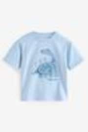 Blue Dinosaur Short Sleeve Interactive Appliqué T-Shirt (3mths-7yrs) - Image 1 of 1