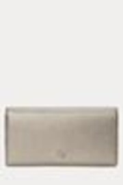 Srebrny - Lauren Ralph Lauren Crosshatch Leather Slim Wallet Purse - Image 1 of 1