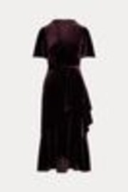 Lauren Ralph Lauren Velvet Belted V-Neck Dress - Image 1 of 1